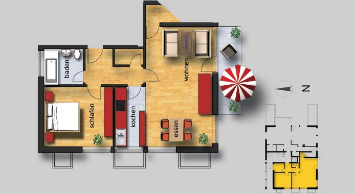 Grundriss Wohnung A EG