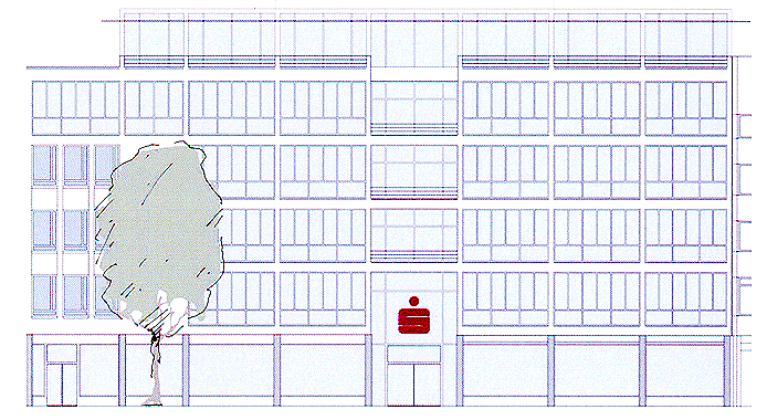 Erweiterung der Hauptstelle der Sparkasse Karslruhe (2003) Europaplatz - Schnitt
